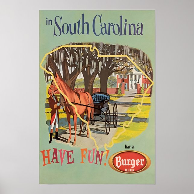 South Carolina Art Print Burger Beer Travel Poster (Devant)