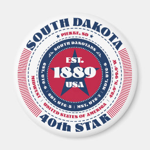 South Dakota Circle Typographie Souvenir Magnet