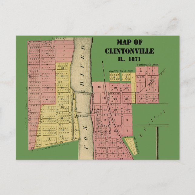 South Elgin Illinois Clintonville Carte Art 1871 (Devant)