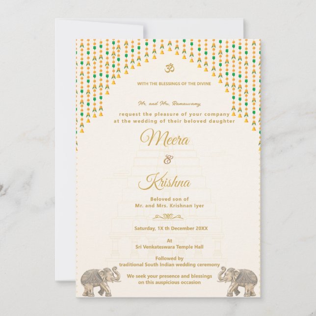 South Indian Temple Wedding Invitation Suite (Devant)