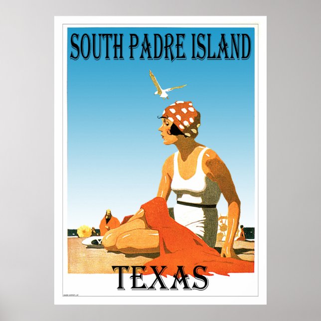 South Padre Island Vintage Beach Poster Design (Devant)