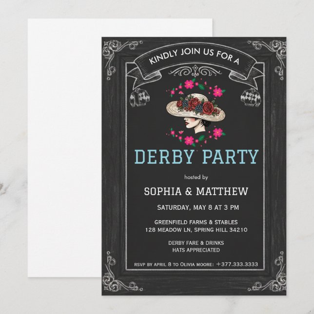 Southern Style Derby Party Invitation (Devant / Derrière)