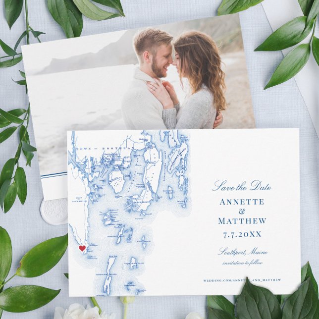 Southport Boothbay Harbour Maine Élégante carte (Créateur téléchargé)