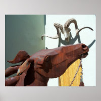 Southwest Art Horse Head Cow Skull Arizona Poster