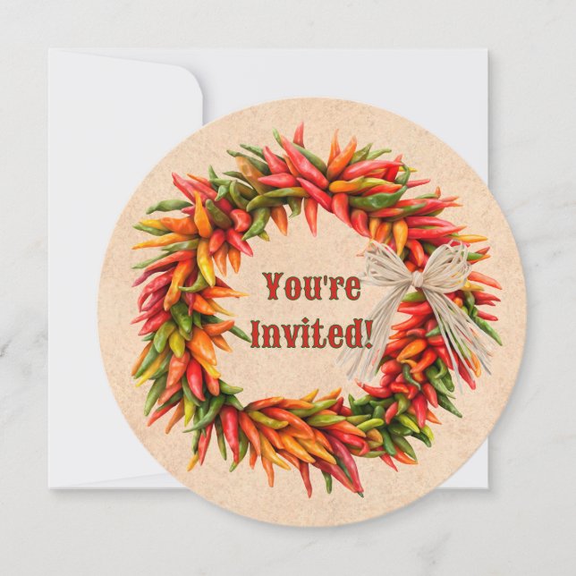 Southwest Chile Ristra Wreath Custom Invitation  (Devant)