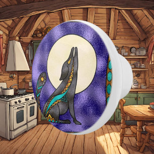 Southwestern Faux Stainted Verre bouton en céramiq