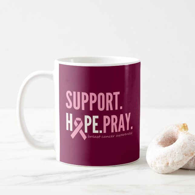 soutien au cancer du sein espoir prier Mug (Avec donut)