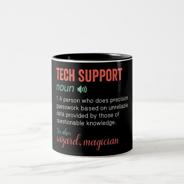 Soutien technique amusant Mug à café à deux tons (Centre)