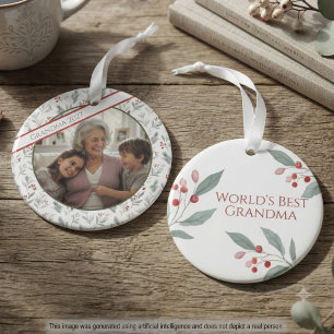 Souvenir de photo de grand-mère au houx aquarelle