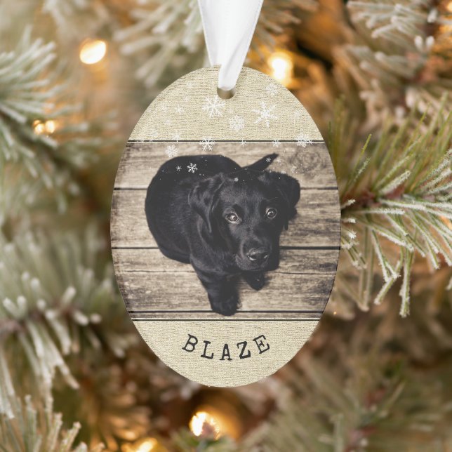 Souvenir photo de flocon de neige de chien rustiqu (Arbre)