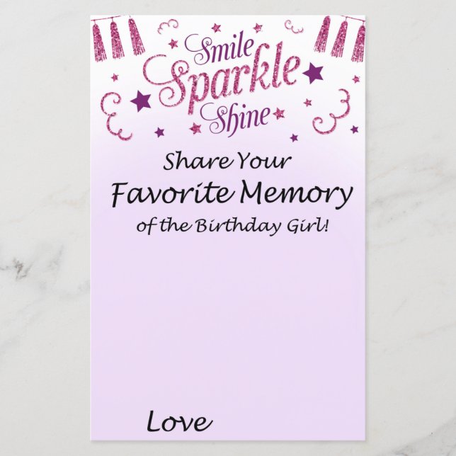 Souvenir préféré de la fille d'anniversaire en pai (Devant)