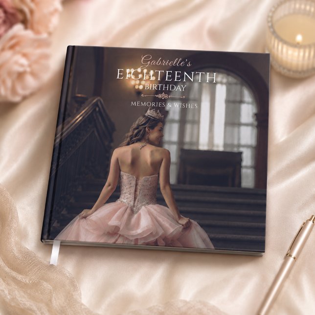 Souvenirs de Dix-Huit Ans Rose Pâle  Livre d'or (Blush pink 18th birthday memories book featuring a dreamy ballroom-inspired keepsake cover.)