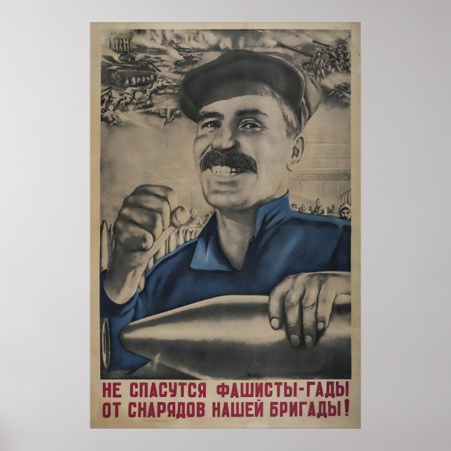Soviet Propaganda Poster The fascist villains will (Devant)