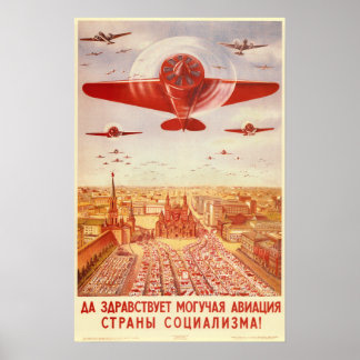 SOVIET UNION Vive Mighty Aviation War Poster