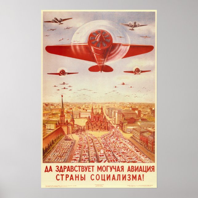 SOVIET UNION Vive Mighty Aviation War Poster (Devant)