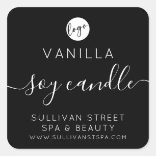 Soy Candle Étiquette   Ajouter votre logo noir