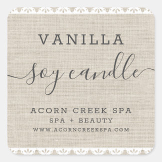 Soy Candle Étiquette | Dentelle Rustique Burlap