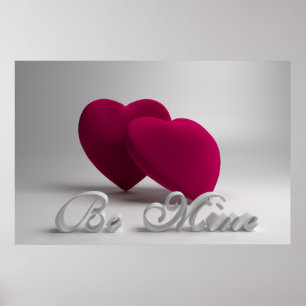 Soyez affiche de Valentine de coeurs de la mine 3D