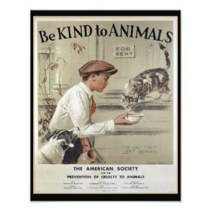 Soyez aimable avec des animaux - poster vintage