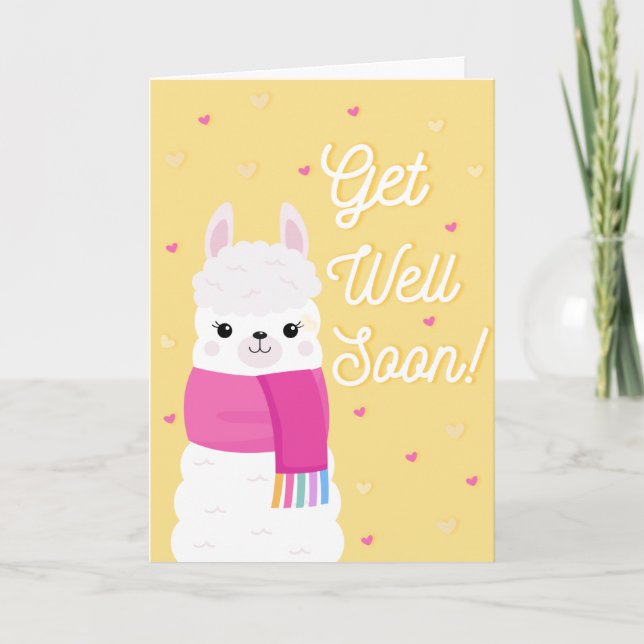 Soyez Bien Bientôt Cute Llama Carte de voeux (Devant)