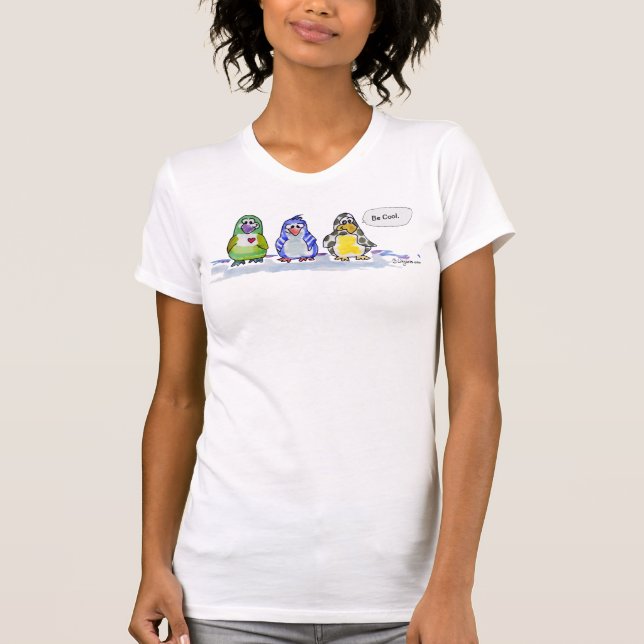 Soyez Cool Cartoon Penguins Pensée T-shirt Bubble (Devant)