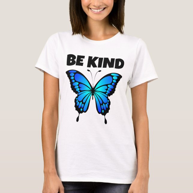 SOYEZ GENTIL BLEU BUTTERFLY LADIES T-SHIRT (Devant)