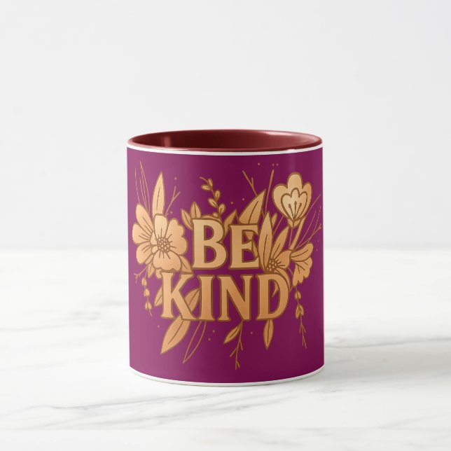 Soyez Gentil | Mug Combo Floral Doré Inspirant (Centre)
