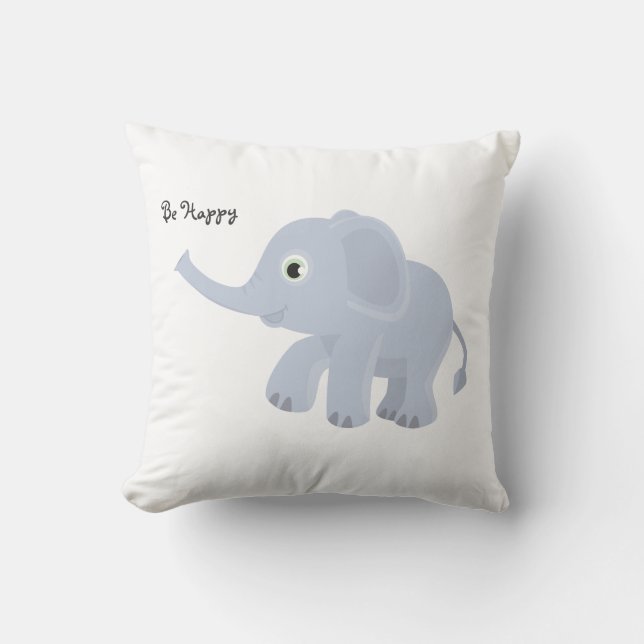 Soyez heureux Lavender Elephant Coussin (Recto)