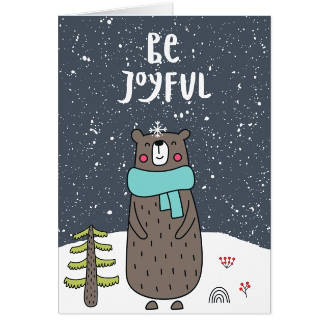 Soyez Joyeux, Belle Illustration Ours, Noël (Devant)