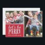 Soyez Joyeux | Carte photo de vacances<br><div class="desc">Cette carte de vacances 2 photos rouge et blanc présente un design de typographie mignon et le salut "Soyons joyeux" en calligraphie géante.</div>