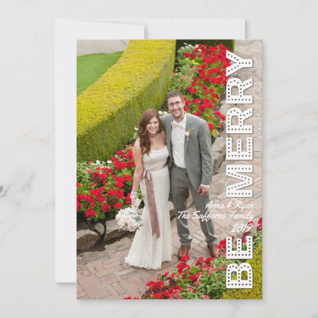 Soyez Joyeux Noël Rouge Carte photo de vacances (Devant)