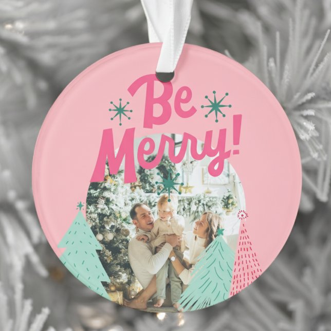 Soyez Joyeux Pink Scribble Tree photo Arborée (Send cheer with this bold and playful holiday ornament!)