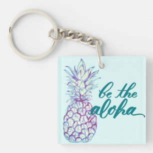 Soyez le Porte-clés Mini Carré Aloha Ananas