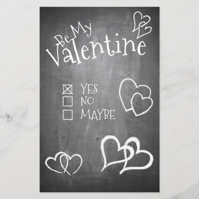 Soyez ma Saint Valentin sur un tableau à craie (Devant)