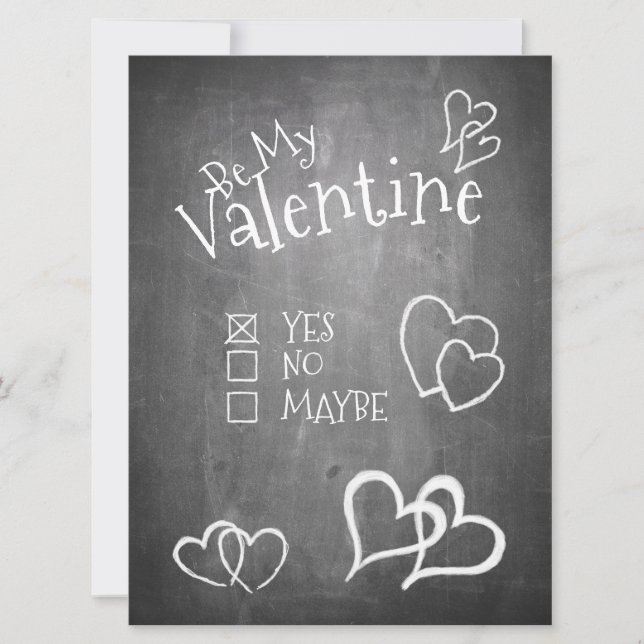 Soyez ma Saint-Valentin sur un tableau noir (Devant)