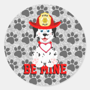 Soyez mienne Chiot Valentine Classic Stickers Rond