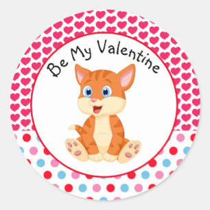 Soyez Mon Autocollant Valentine Striped Kitten