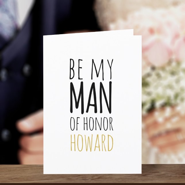 Soyez mon homme d'honneur Carte de demande en mari (Ask your Man of Honor to be by your side with this card. Just add your message)