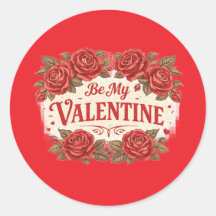 Soyez mon Valentin – Autocollant de roses rouges r