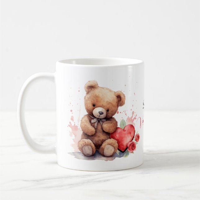 Soyez Mon Valentine Teddy Bear Coffee Mug (Gauche)