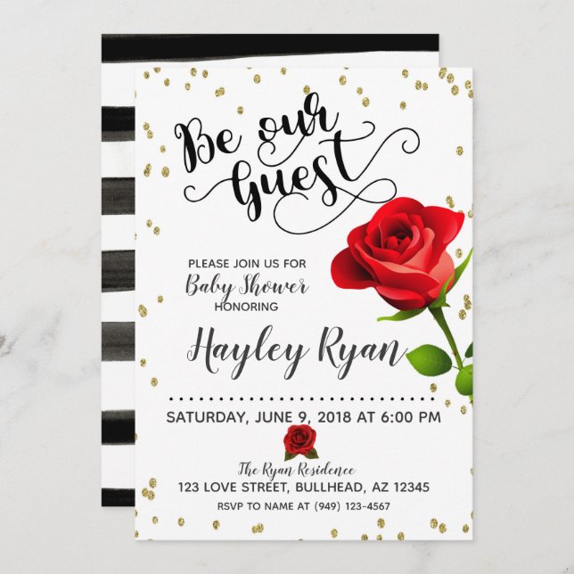 Soyez Notre Invité Baby shower Invitation (Devant / Derrière)