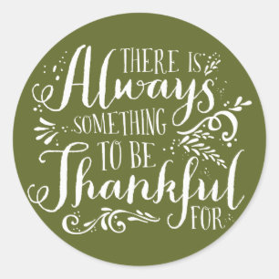 Soyez Remercié Script Green Thanksgiving Sticker