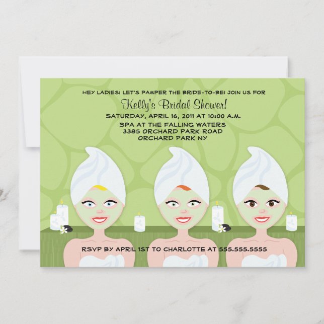 SPA BRIDAL DOUCHE INVITATION Green Giraffe Imprime (Devant)