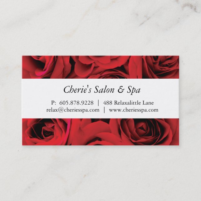 Spa - carte de visite de roses rouges de salon (Devant)