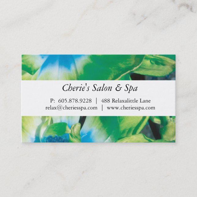Spa - carte de visite vert de fleur de salon (Devant)