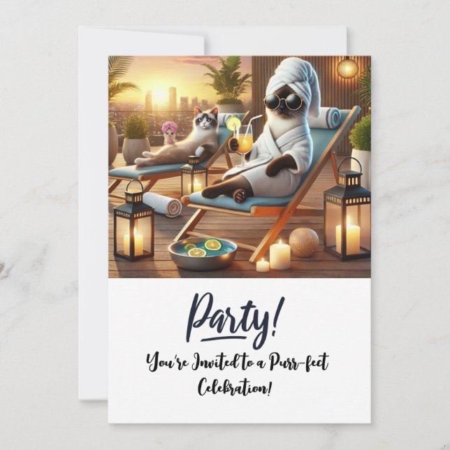 SPA Chat Anniversaire Carte d'invitation (Devant)