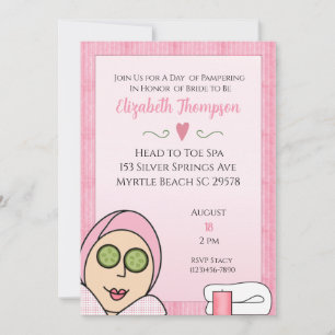 Spa Day Fête des mariées Pink Invitation