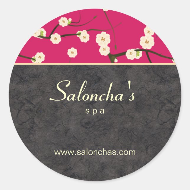 Spa de salon fleurie cerisier autocollant rose cha (Devant)