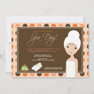 Spa Fête de l'mariée Pokka-dots Invitation (orange