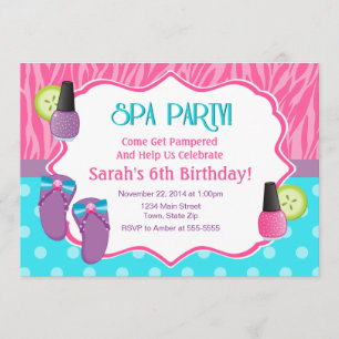 Spa Fête Invitation Anniversaire Carte 5x7